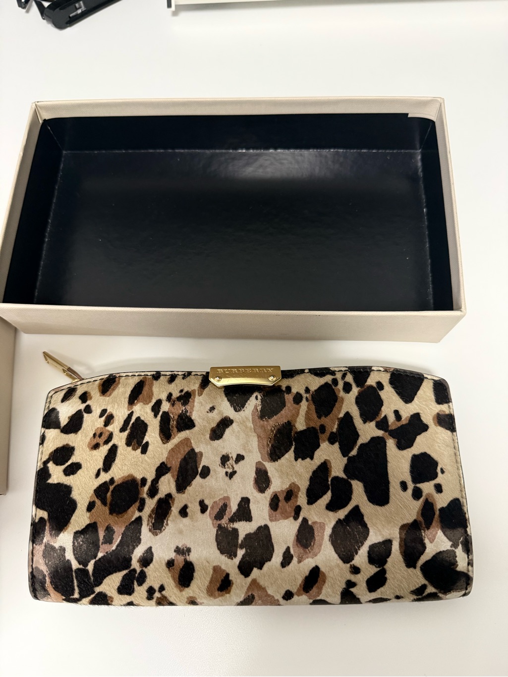 Burberry Animal Print Leopard Print Zip-Around Wallet - Brown/Black